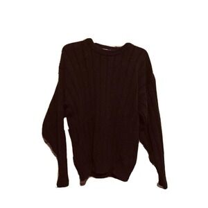 Cape Isle Knitters Mens Navy Blue 100% Cotton Ribbed Crewneck Sweater Medium